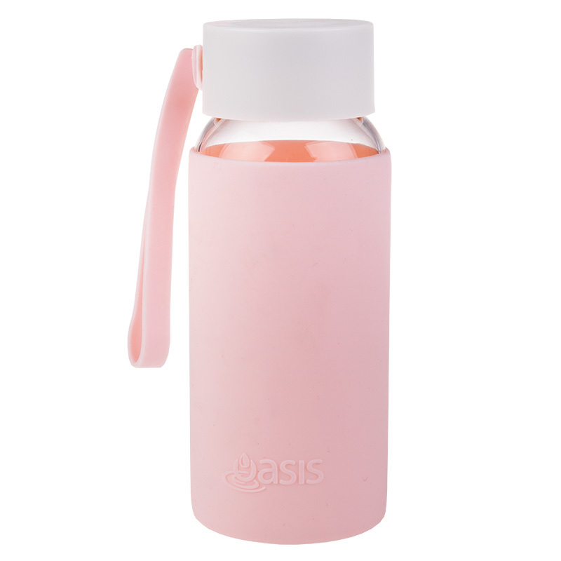 Glass Drink Bottle Soft Pink
