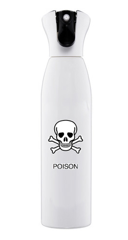 Image: aerosol can with a poison symbol on it