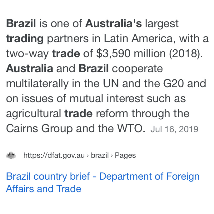 Brazil is one of Australia's largest trading partners in Latin America
