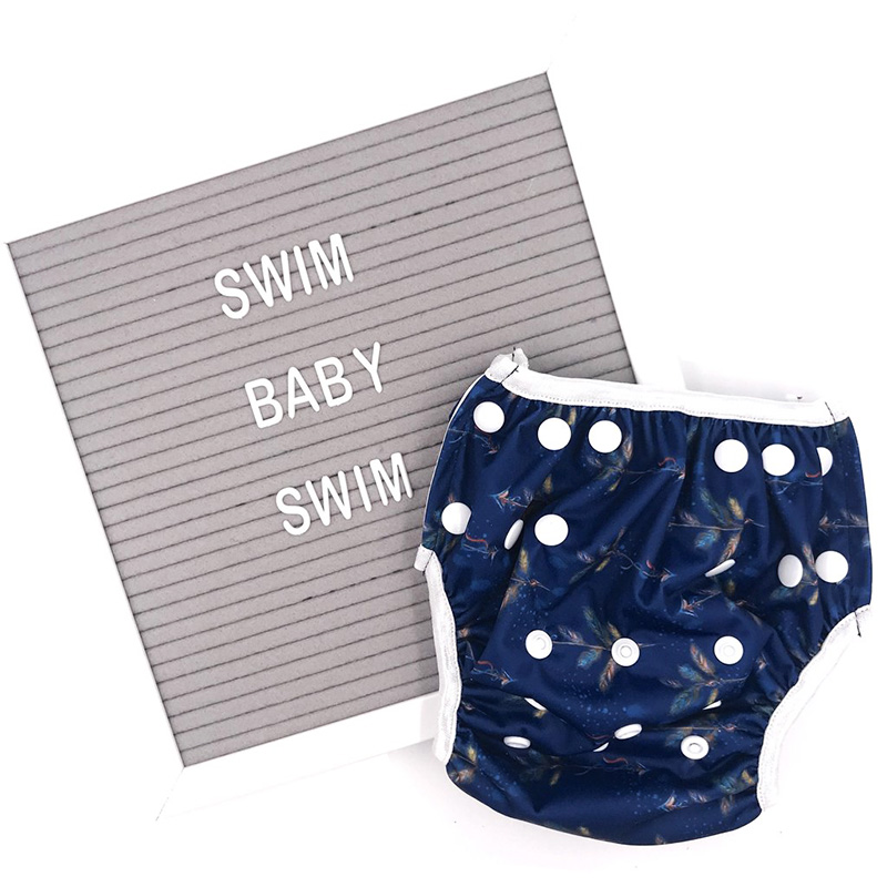 reusable swim nappies - navy boho design