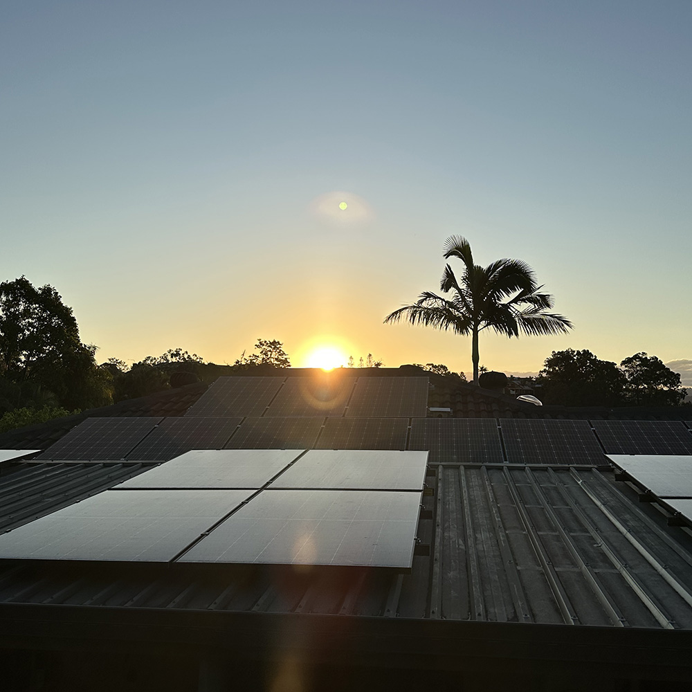 Solar on roof with sun