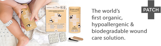 Image: Baby with hypoallergenic bamboo bandaid 