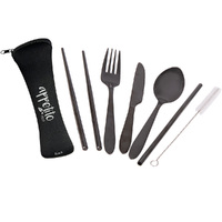 Black Stainless Steel Travel Cutlery Set - 6 Piece