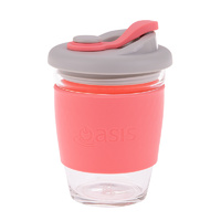 Oasis Glass Reusable Coffee Cup - Coral 340ml
