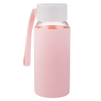 Oasis Glass Drink Bottle - Soft Pink 500ml