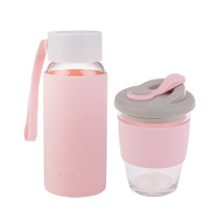 Reusable Coffee Cup and Bottle Combo - Pink