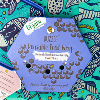 Buzzee Organic Beeswax Wraps 4-Pack - Aqua