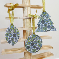 Eco Christmas Decoration 3pack - Green Retro 