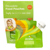 Zestio Reusable Food & Yoghurt Pouches - 12 Pack