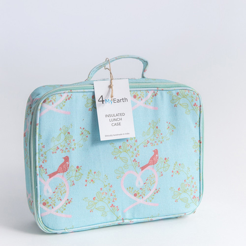 Cotton Canvas Lunch Bag - Love Birds