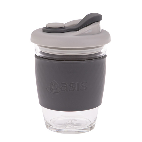 Oasis Glass BYO Coffee Cup - Charcoal 340ml
