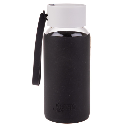 Oasis Glass Drink Bottle - Black 500ml