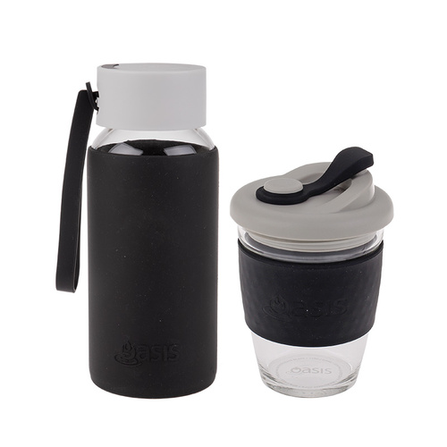Reusable Coffee Cup and Bottle Combo - Black