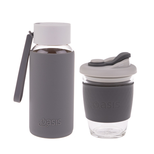 Reusable Coffee Cup and Bottle Combo - Charcoal