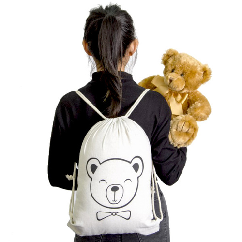 Calico Drawstring Bag - Teddy Bear