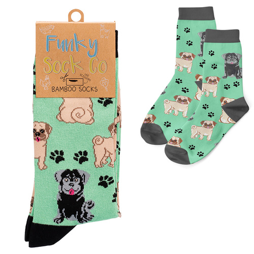 Funky Sock Co Bamboo Socks - Mischievous Pugs