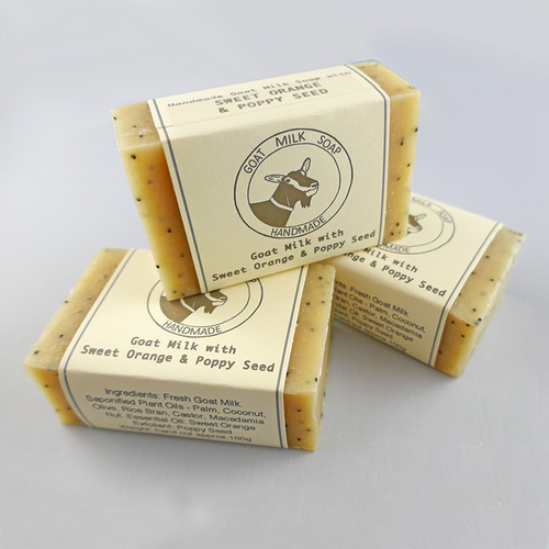 Sweet Orange and Poppy Seed Goat Milk Soap 3-pack