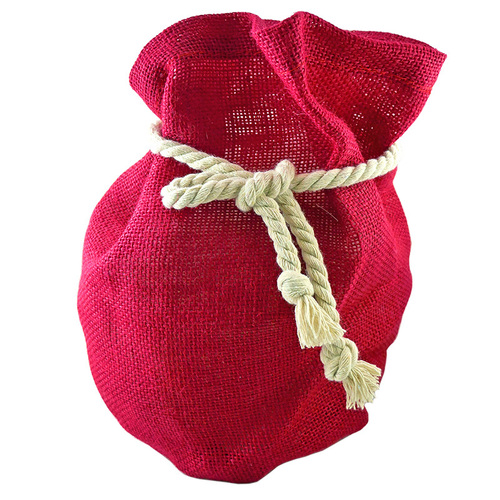 Reusable Hessian Gift Sack - Red Medium
