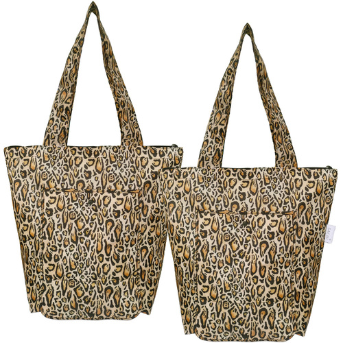 Insulated Folding Tote Duo - Leopard Print