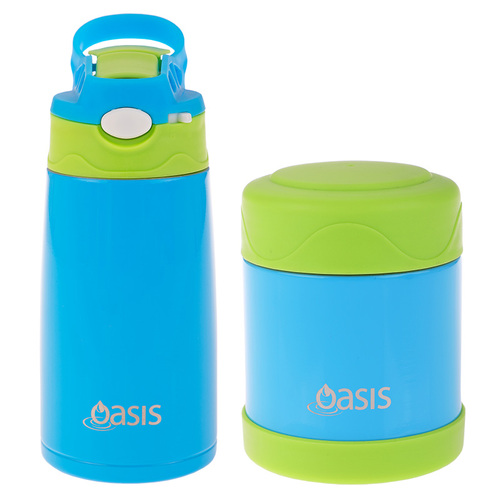 Oasis Kids Food Flask and Drink Bottle Duo - Blue