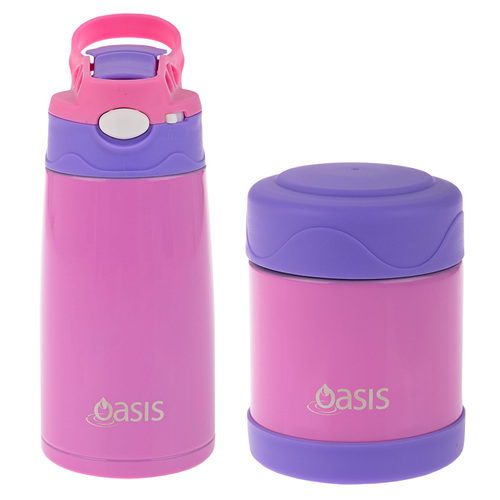 Oasis Kids Food Flask and Drink Bottle Duo - Pink
