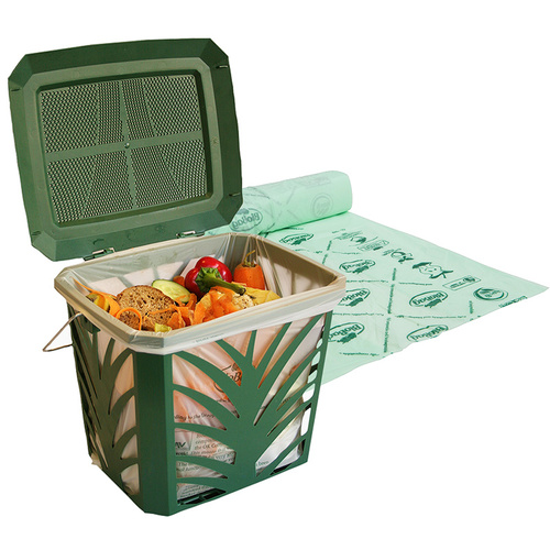 Ventilated Kitchen Caddy with Compostable Liners