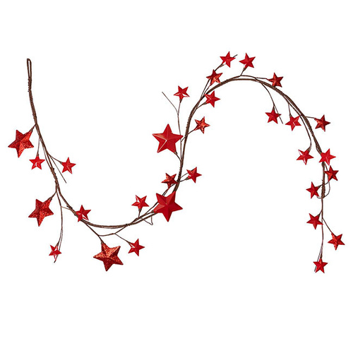 Metal Star Garland - Red