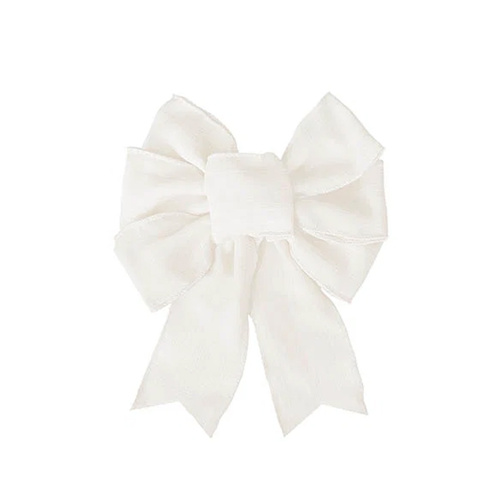 Large Linen Bow – Snowy White