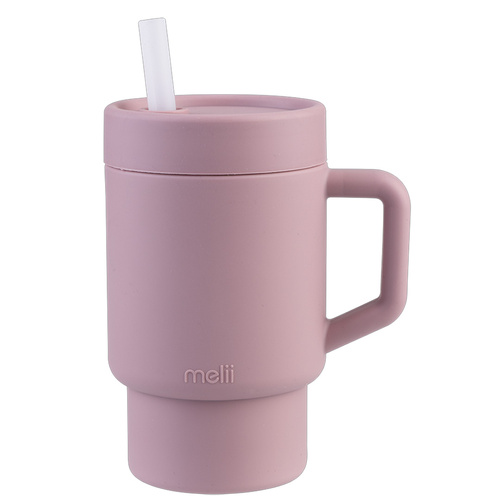 Melii Luxe Silicone Tumbler with Straw 290ml - Pink