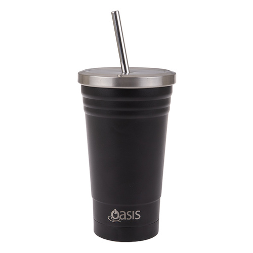 Insulated Stainless Steel Smoothie Cup - Black 500ml