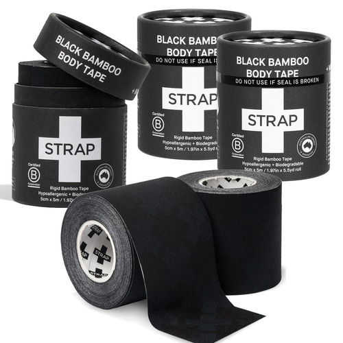 STRAP Rigid Bamboo Body Tape Bundle - Black 3 pack