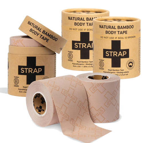 STRAP Rigid Bamboo Body Tape Bundle - Natural 3 pack
