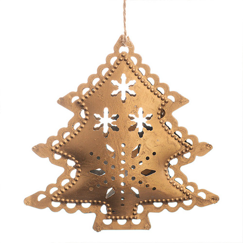Hanging Metal Christmas Ornament - Gold