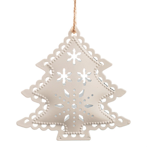 Hanging Metal Christmas Ornament - White