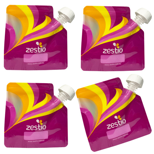 Zestio Reusable Food & Yoghurt Pouches - 4 Pack Purple